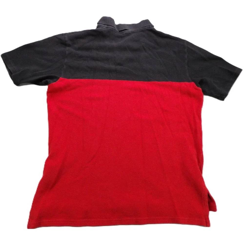 VTG Polo Sport Ralph Lauren Men XL Black Red Colorblock Short Sleeves Shirt 90s